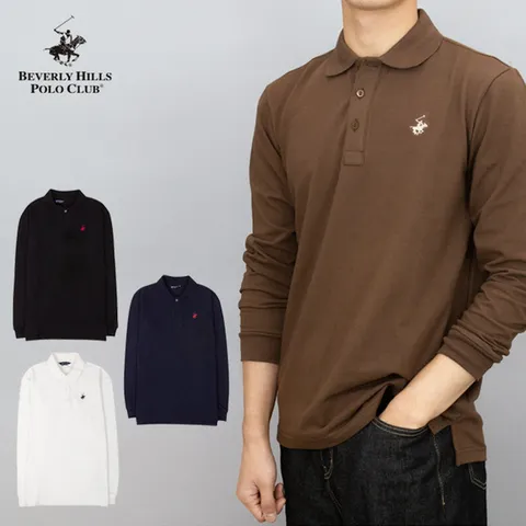 (비버리힐스폴로클럽) 클럽 남자 긴팔 카라티 클래식 피케티셔츠 환절기 면티셔츠 빅사이즈