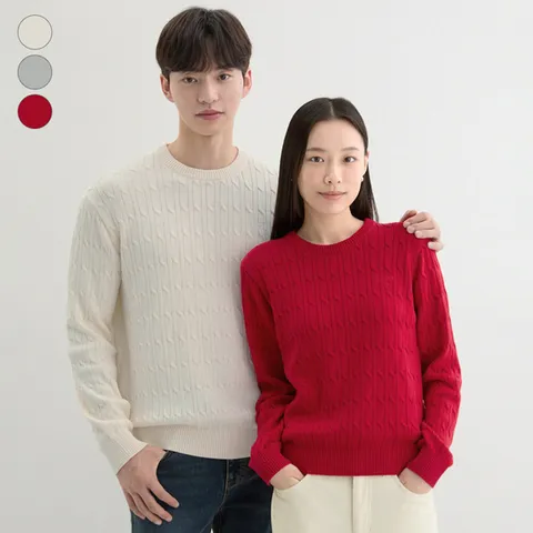 (게스) ON 유니 꽈배기 라운드 스웻티 NP3SE601