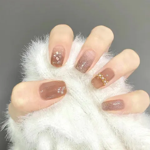 (홀리지) 베이직 큐빅 반짝이 붙이는 네일팁 24tips