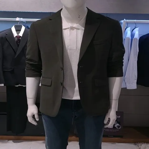 (트루젠) 남성 봄 여름 카키 캐주얼 콤비 비지니스 캐주얼 자켓
