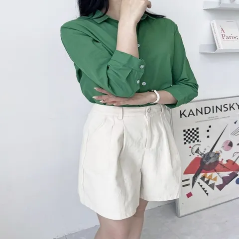 (HS라이프) 블라우스 셔츠 브라우스 8부 KSS 여성 린넨 621