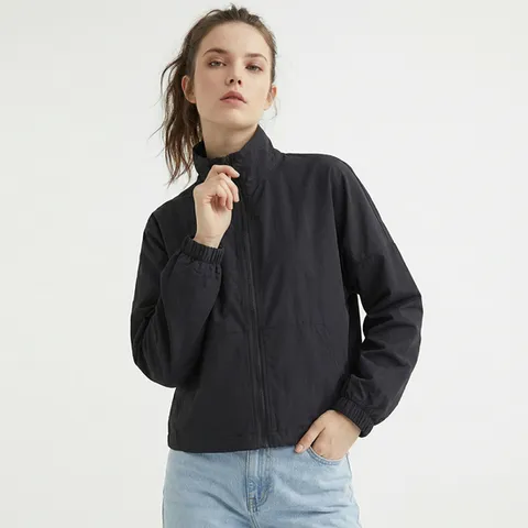 [샵앤] 여성 카라넥 봄 바람막이 바스락 집업 점퍼 EAN-WJP-21098-블랙
