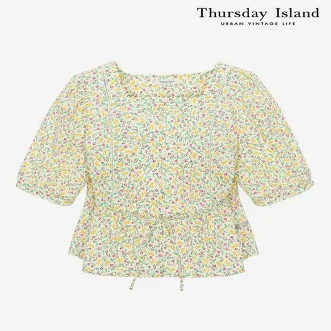 (써스데이아일랜드) Thursday Island 스퀘어넥 플라워 블라우스(T244MBL237W)