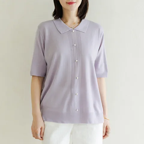 (데드라) (100size)라구나반팔카라니트 KNF3023