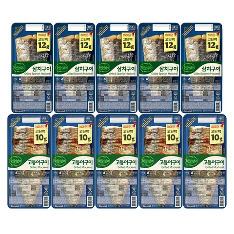 [CJ] 비비고 고등어구이 60g x5개 + 삼치구이 60g x5개 (냉장)