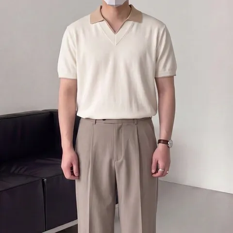 (노멀쉐이크) 서머 브이넥 카라 니트 반팔 (4color)
