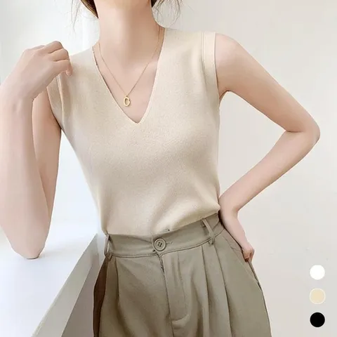 (비틀버드) 여성 깔끔 브이넥 무지 민소매 나시 URK_1008605 (49768503)