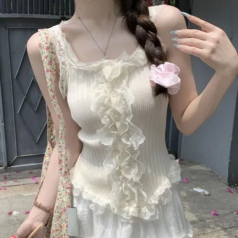 (비틀버드) 페미닌 버튼 프릴 레이스 나시 JSD_1008653 (49768499)