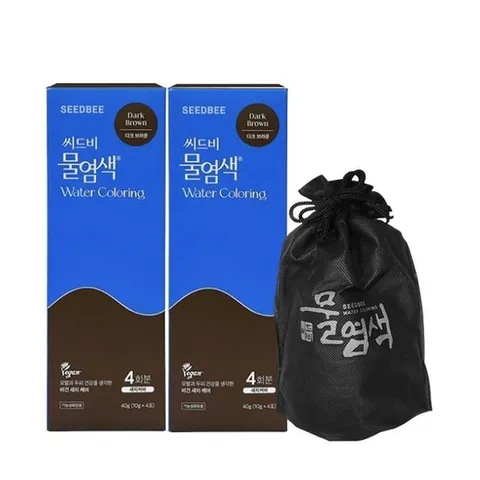 씨드비 프리미엄 물염색 시즌2 새치 커버 다크브라운 4회분x2박스+염색도구