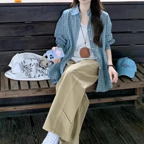(비틀버드) 내추럴 블루 체크 루즈핏 셔츠 JSC_1004242 (41561049A)