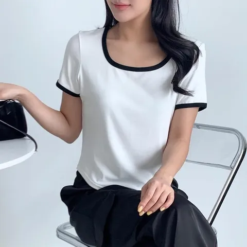 (비틀버드) 키나키 배색 스퀘어 반팔티 SD_250421 (39371036A)