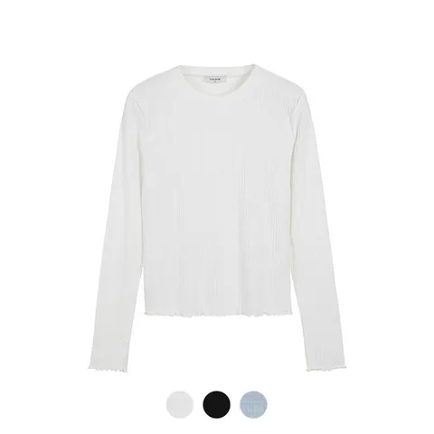 (폴햄) 폴햄 여성 골지 립 크롭 긴팔티_PHE3TR2400