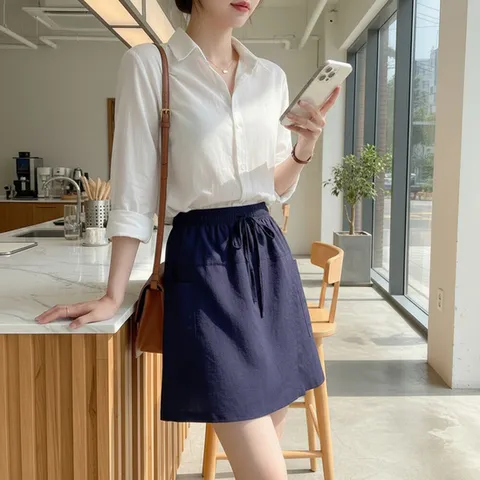 (HS라이프) 스커트 치마 SK 니니카 허리 밴딩 페이크 SD 262072