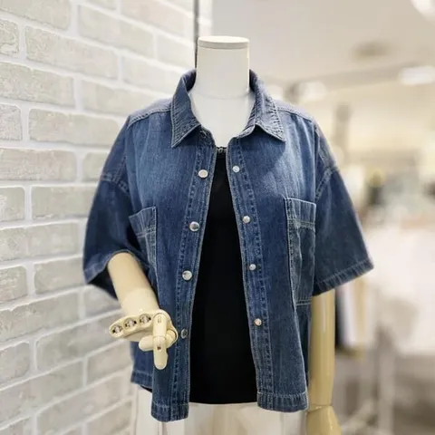 (레코브) LC31F8DN506X_반팔 크롭 데님 남방