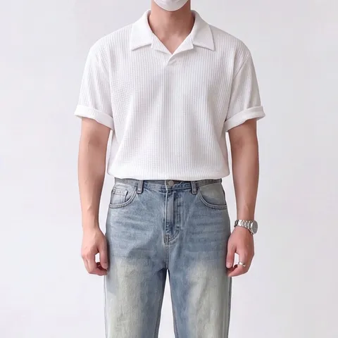 (노멀쉐이크) 소플 오픈카라 반팔 쿨 니트 6color