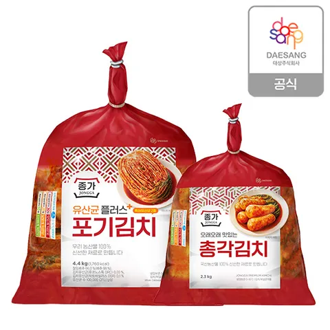 [종가] 유산균플러스 포기김치 4.4kg+총각2.3kg (kt알파 단독 상품)