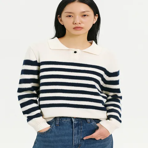 (올리브데올리브) 올리브데올리브 펀칭카라넥 S/T니트