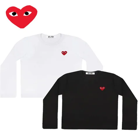 (꼼데가르송) 꼼데 레드 하트 와펜 롱 슬리브 티셔츠