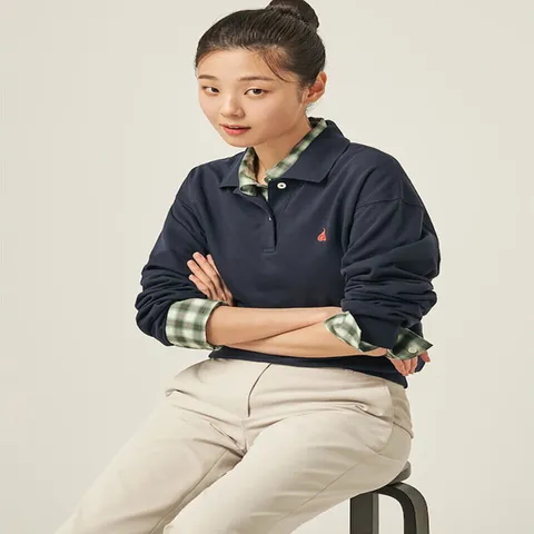 (빈폴레이디스) 면 혼방 긴소매  티셔츠 네이비 (BF5841C01R)