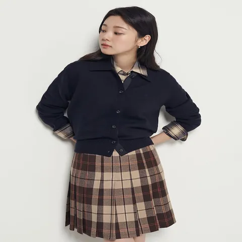 (빈폴레이디스) 울캐시 티칼라 카디건 네이비 (BF5X5AC08R)