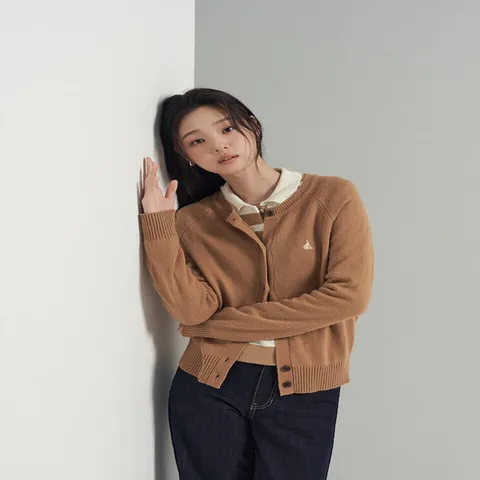 (빈폴레이디스) 캐시미어 혼방 라운드넥 카디건 베이지 (BF595AP01A)