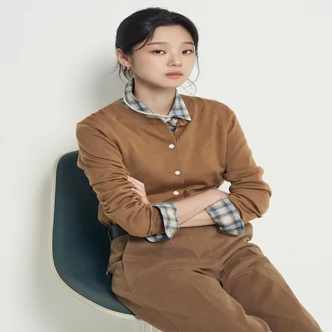 (빈폴레이디스) Essential 울 라운드넥 카디건 옐로이시 브라운 (BF595AE02B)