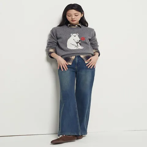 (빈폴레이디스) 베어 모티브 풀오버 그레이 (BF5951C093)
