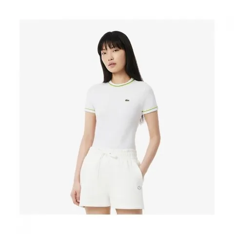 라코스테 lacoste 여성 더블 파이핑 슬림핏 저지 티셔츠 TF0347-55G FWI 218672