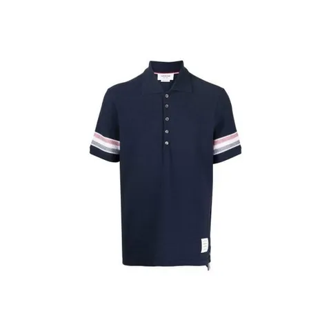 270983 THOM BROWNE RWB 트리밍 텍스처 코튼 반팔 카라티 (MJP169A J0046 415)