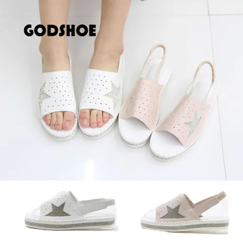 갓슈 스타펀칭 스트랩샌들82 글리터 여성샌들 슬링백