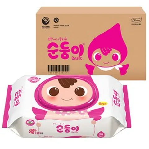 순둥이 베이직 유아물티슈 캡형, 80개입, 10세트