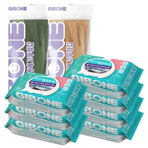 기본에 세균닦는 행주티슈 7p + 끼고 벗기 쉬운 고무장갑 L 랜덤발송2p, 1세트