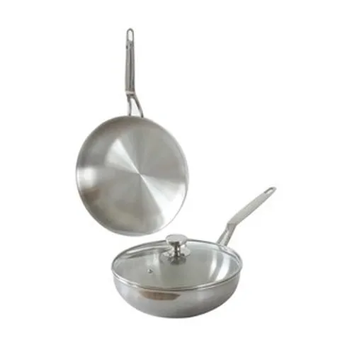 핀일로 참쿡 통5중 포스코304 클린스텐 프라이팬 2종 세트 인덕션 IH, 프라이팬 28cm + 궁중팬 28cm + 뚜껑 28cm