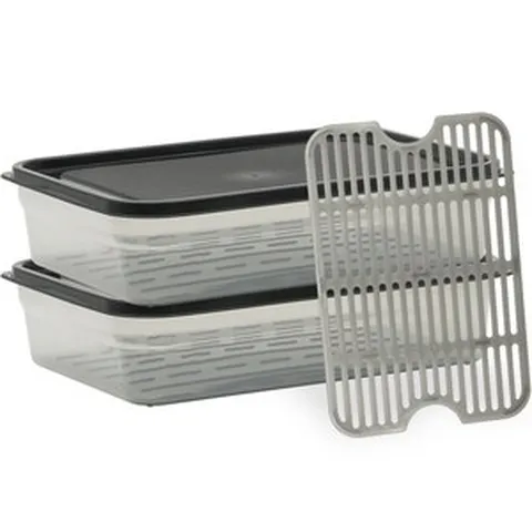 생활엔 말랑핏 블랙 냉동실정리 용기 세트, 1세트, 용기 1400ml 2p + 채반