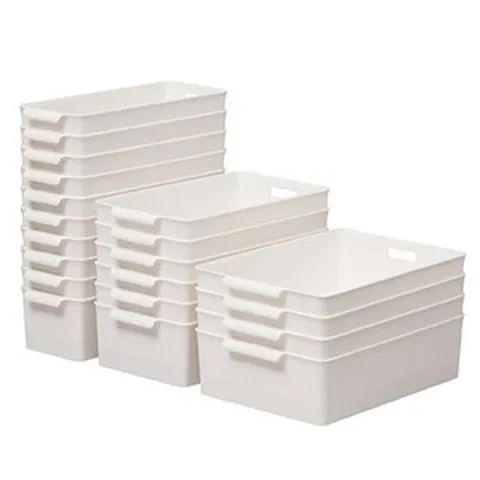 이즈리빙 팬트리 손잡이 바구니 깊은형 대형 4p + 중형 6p 소형 10p, 아이보리, 1세트