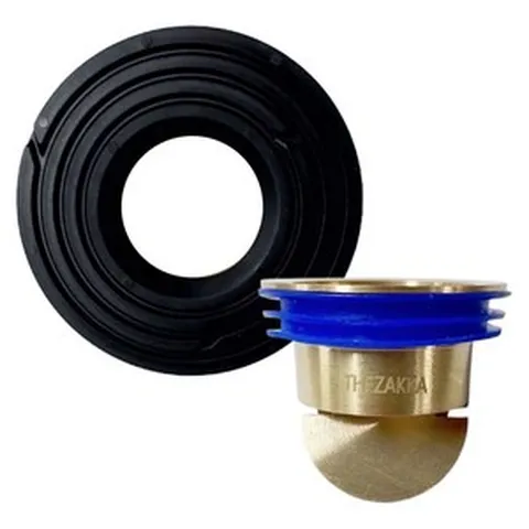 더자카 악취 차단 하수구 배수구 트랩 + 실리콘 링 세트, 황동