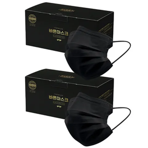 고르고 바른 일회용 마스크 대형, 50개입, 2개, 블랙