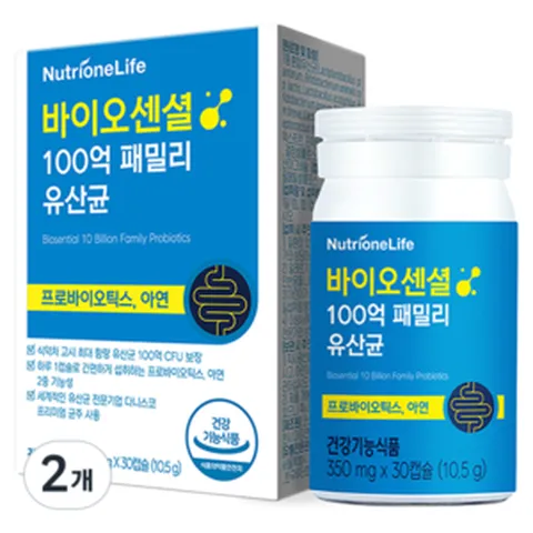 뉴트리원라이프 바이오센셜 100억 패밀리 유산균 10.5g, 30정, 2개