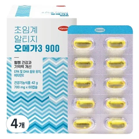 한미 초임계 알티지 오메가3 900 42g, 60정, 4개