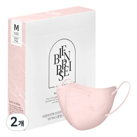 비앙브리제 프리미엄 에어슬림 마스크 중형 KF94, 10개입, 2개, 베이비 핑크