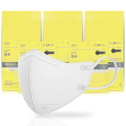 아에르 스탠다드 라이트핏 PLUS 보건용 마스크 백색 대형 KF94, 1개입, 50개, 화이트