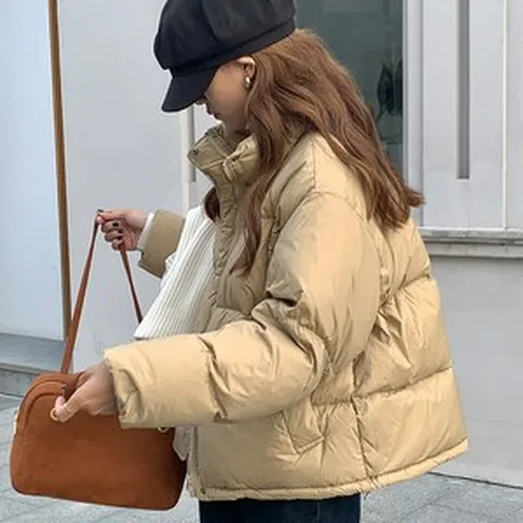 피어니스트 여성용 베이직 캐주얼 크롭 구름 패딩