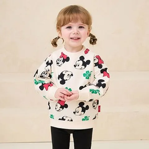 밀크마일 디즈니 아동용 미키 미니마우스 럭키클로버 맨투맨