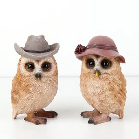 부엉이 장식품 모자 부엉이 2종, 혼합색상
