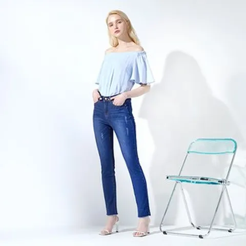 데일리라운지 여성용 라이크라 데님 팬츠