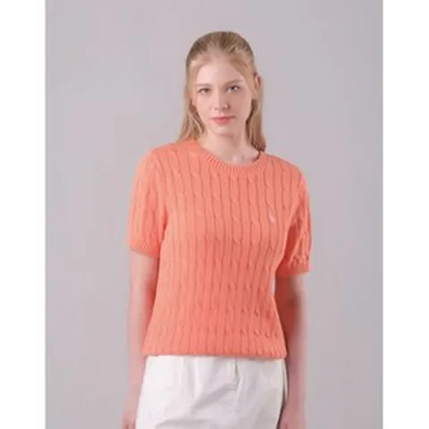 [U.S. POLO ASSN.] 코튼100 케이블 반팔 라운드니트 여성