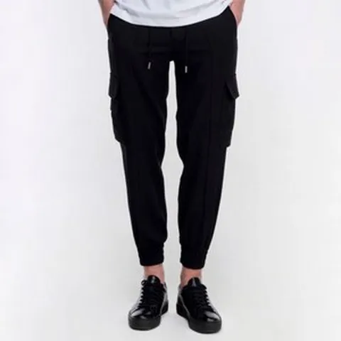 지오송지오 린넨 라이크 슬림 조거 팬츠 블랙 ZF3PT302BK
