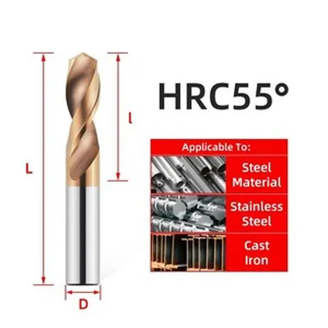 CNC 55 카바이드 드릴 비트 텅스텐 스틸 트위스트 금속 가공 선반 드릴링 도구 1.0-20.0mm, 1개, 01 HRC55_170 19.0mm