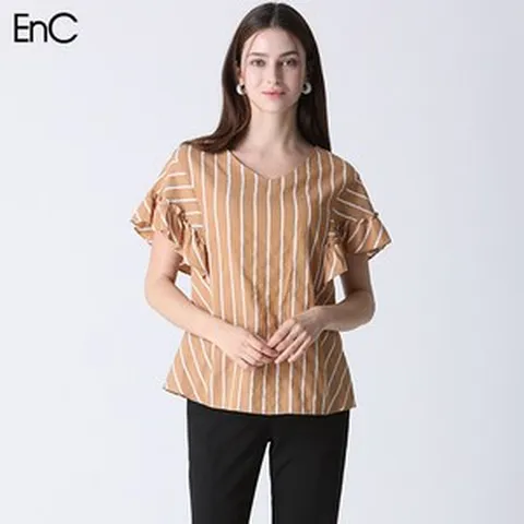 이엔씨 EnC 러플소매 루즈핏 블라우스