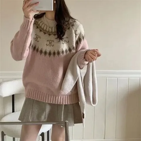 여성 레트로 스웨터 니트가디건 간절기 루즈핏 초봄 가을 겨울 캐주얼 데일리 라레브 유라고 그린비터 키스해링